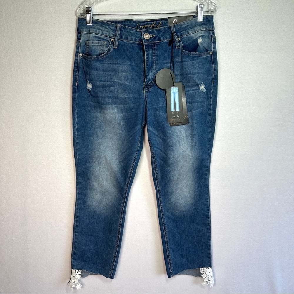 Copperflash Murray Jeans Womens 10 Blue Denim High Rise Curvy Straight Cut New